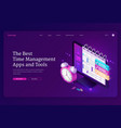 time management apps and tools isometric landing vector image
