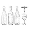 bottles of wine set hand drawn sketch vector image