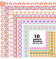 set of geometric borders in ethnic style vector image