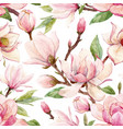 watercolor magnolia floral pattern vector image vector image