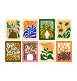 abstract flower posters set trendy botanical wall vector image vector image