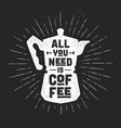 coffee italian pot with text all you need vector image vector image