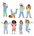 happy kids boys and girls vector image vector image