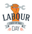 labour day icon hand holding wrench may holiday vector image