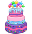 three floors cake with stars vector image