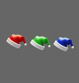 santa hat collection red blue and green vector image