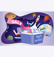 back to school sale background paper cut cartoon vector image