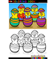 cartoon chicks in easter eggs coloring page vector image vector image