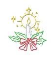 christmas candle wreath neon sign vector image