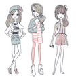 cute cartoon hipster girls vector image