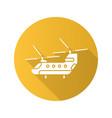 military helicopter flat design long shadow glyph vector image vector image
