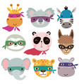 superhero animal faces cute hand drawn characters vector image vector image