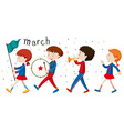 school band marching on the road vector image