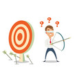 blindfolded businessman shooting arrow vector image