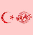 textured best month badge and red lovely muslim vector image