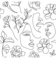 seamless pattern continuous line art vector image vector image
