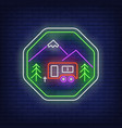 camping truck neon sign vector image