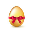 golden easter egg with red ribbon and bow vector image