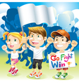 group kids cheering with flag vector image vector image
