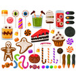 cartoon halloween candies spooky sweets vector image