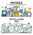 physics lesson banner set outline style vector image