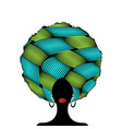 portrait african curly woman silhouette in turban vector image vector image
