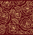 beige outline roses on the burgundy background vector image
