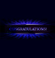 congratulations banner on a blue background vector image vector image