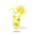 refreshing lemonade in a glass vector image vector image