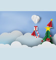 paper art of balloon white and gift box vector image