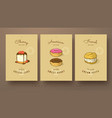 sweet collection of cherry cheese cake donut vector image vector image