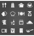kitchen icons on black background vector image
