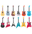 flat guitars electric rock guitar acoustic jazz vector image