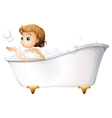 a teenager taking bath at the bathtub vector image