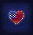 heart shaped american flag neon sign vector image
