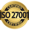 iso 27001 certified golden label vector image