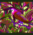 hand drawn tropical seamless pattern with parrots vector image