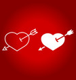 heart pierced with arrow line and glyph icon vector image