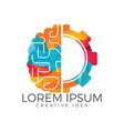 brain and gear cog logo design vector image