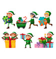 christmas elf cartoon character set vector image