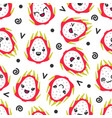 cute smiling dragon fruits seamless vector image