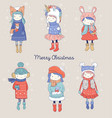 hand drawn beautiful cute little winter girls vector image