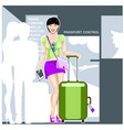 beautiful girl tourist with a suitcase vector image vector image