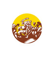 losi defeating god circle woodcut vector image