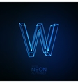 neon 3d letter w vector image vector image