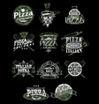 set vintage pizza emblems logos badges vector image