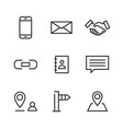 9 contact line icons vector image
