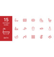 15 bath icons vector image vector image
