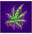 melting weed leaf hemp logo cartoon vector image vector image