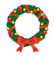 christmas wreath with red bow vector image